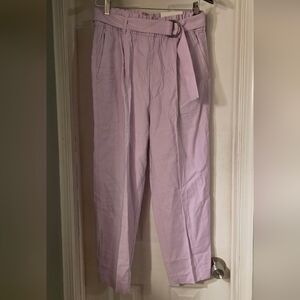 Ann Taylor Lavender High-Waisted Pants with Circle Belt